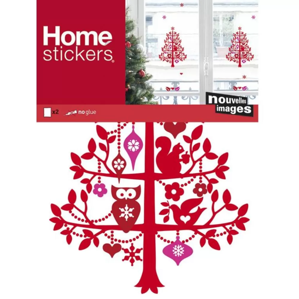 Shop Kidzsupplies Nouvelles Images Nouvelles Images Raamstickers Kerst Boom Met Uil En Eekhoorn Rood