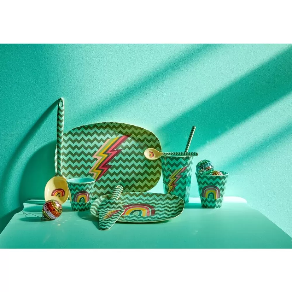 Cheap Kidzsupplies Rice Melamine Bord Ovaal Zig Zag Print Regenboog Klein